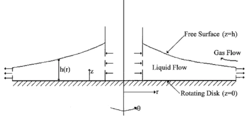 Figure 2. Schematic of ¯ow over the rotating disk.