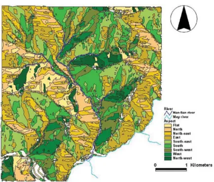 Fig. 2. Slopes of lands in the Nan-San River Basin.