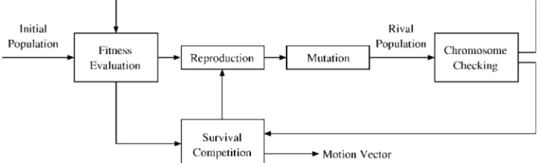 Fig. 1. Structural diagram of the genetic block-matching algorithm.