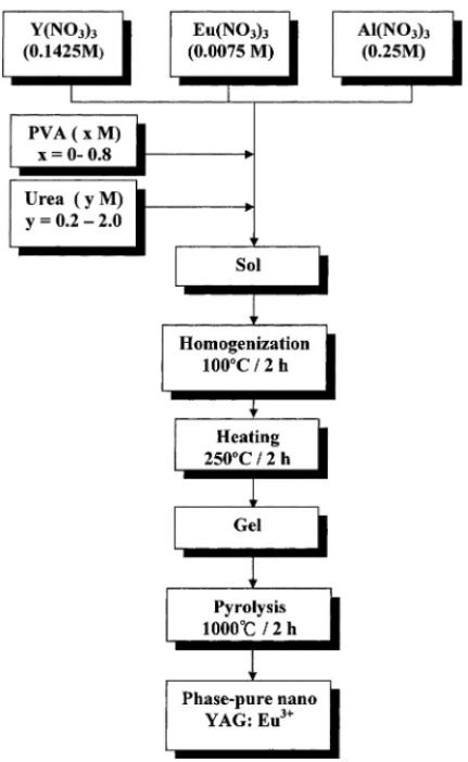 Fig. 1. Flow chart showing various stages in the preparation of YAG:Eu 3+