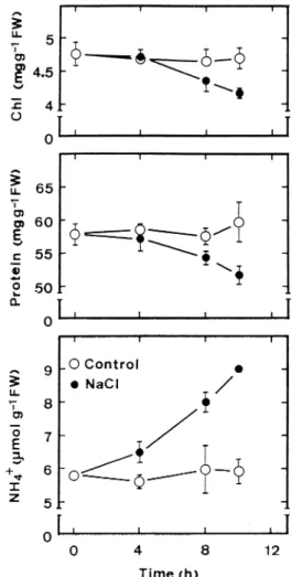 Table 3. Effect of KNO 3 pretreatment on NaCl-induced NH 4 + ac- ac-cumulation in detached rice leaves