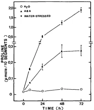 Fig. 4 Changes with time in rates of production of ethylene (up- (up-per), levels of ACC (middle) and levels of MACC (lower) in  de-tached rice leaves