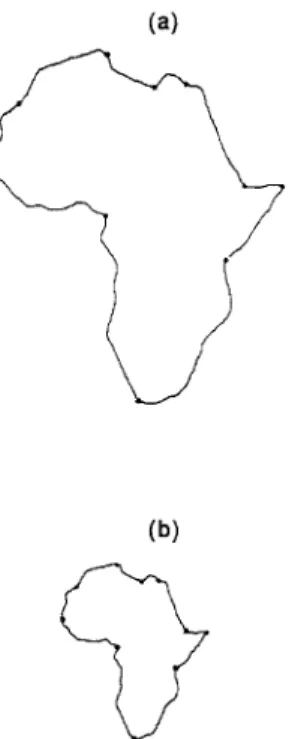 Fig.  8.  Ten  stable  cardinal  dominant  points  of  the  Africa  curve are detected under (a) original scale  and  (b) half scale 