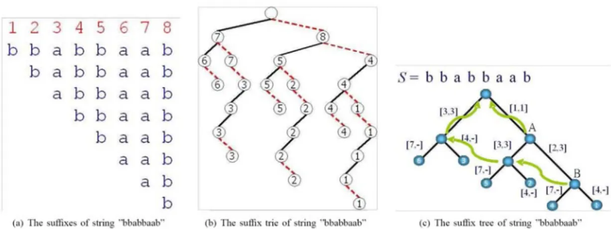 Figure 14. Illustration of the relationship between suffix trie and tree 