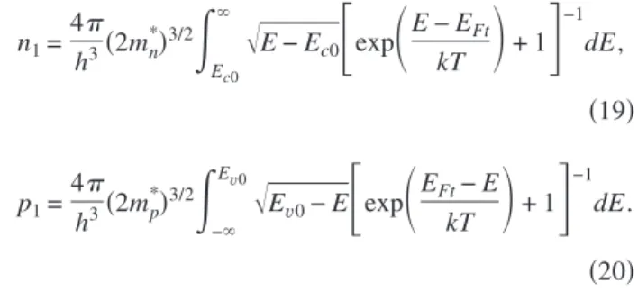Figure 3 shows both the experimental J-V curve from a fabricated n-type MOS-TD device 共solid line兲 and the  theo-retical curves 共dotted line兲 obtained from the above  algo-rithm