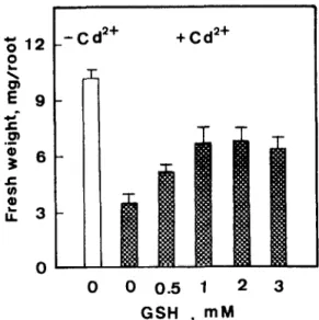 Fig.  2.  Effects  of  CdCl2  and  CdS04  on  root  growth  of  rice  seedlings. 