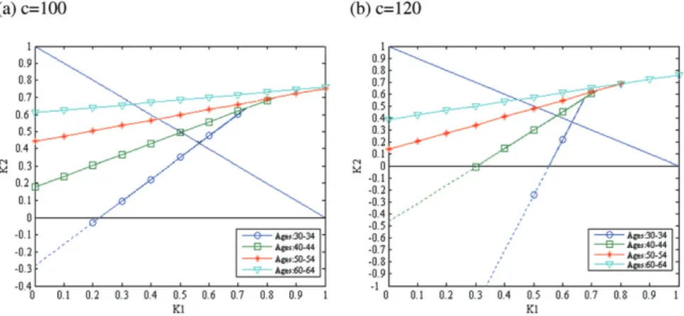 Fig. 2. Preference spaces (c ^ 100 versus c ^ 120)