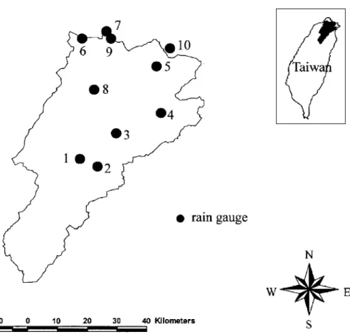 Figure 2. Locations of rain gauges in the Tanshui River basin