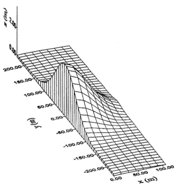 Figure 5. The expected three-dimensional form of the deposition for the 100-year event.