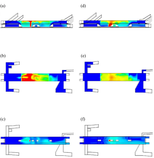 Figure 9 A comparison between the smoke distributions in GGSS with and without  PED. The fire occurs on the center of platform, all the smoke control schemes TVF,  UPE and SEG are active