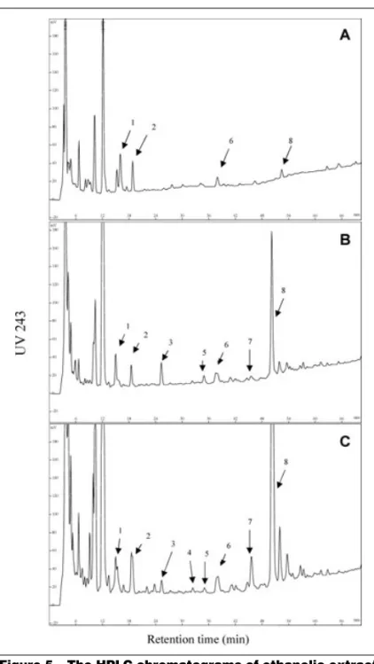 Figure 5 --- The HPLC chromatograms of ethanolic extract of AC mycelia from 500 L fermentor