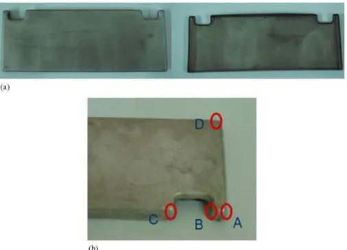 Fig. 6 – The sound product. (a) Without fracture and wrinkle and (b) locations of thickness measured.