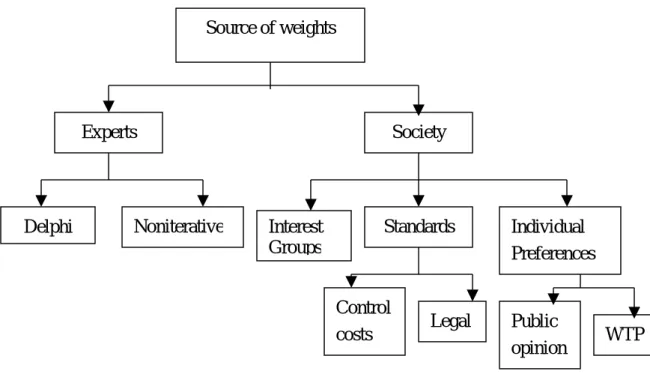 圖 2-3    The determination of weights for LCA valuation( Powell，1997) 