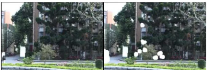 Fig. 4: Left: The frame after changing the position  according to the stabilized camcorder motion path