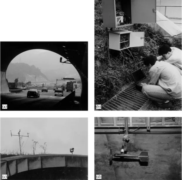 Fig. 1. The Fu}De tunnel and the testing facilities. (a) The outlet portal of the Fu}De tunnel