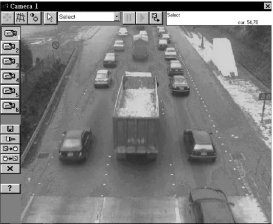 Fig. 2. The view of the CCD camera, which shows the trafﬁc at the outlet portal of the southbound tube of Fu-De Tunnel at 8:04, 2000/4/13