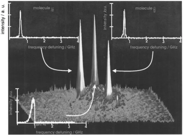 Fig. 12. Fluorescence image of DBATT (dibenzanthanthrene) single molecules in Xe crystal
