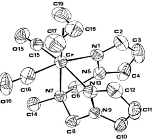 Fig.  1.  Structure  of  the cation,  [Cr(bpam)(CO),(n3-allyI)]+  with  the numbering  scheme