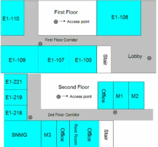 Fig. 6. The layout of the first and second floor of Department  of CSIE, National Central University   