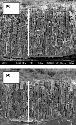 Fig. 1 FE-SEM of zed TiO 2 nanotube arrays (a) top view of TiO 2 nanotube s, (b)cross-section anodiview of TiO 2 nanotubes, (c) top view of TiO 2 nano