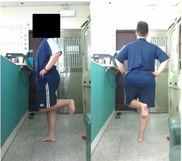 圖 3 - 6 靜 態 平 衡 單 腳 站 立 姿 勢  