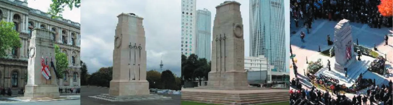 Figure  2.  From  left  to  right:  The  Cenotaph  in  Whitehall,  London;  Auckland,  New  Zealand;  Hong  Kong; 
