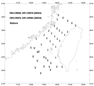 Figure 1. Location of the sampling stations in the Taiwan Strait.