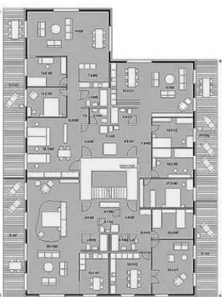 圖  2-5 Siedlung Hegianwandweg 單元平面圖 
