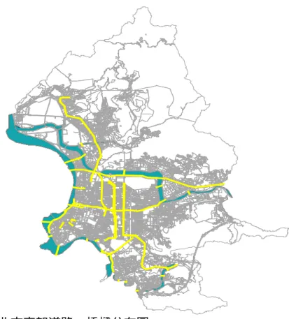 圖 2-4 台北市高架道路、橋樑分布圖 