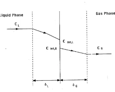 圖 3-1  氣液相界面之質量傳送 