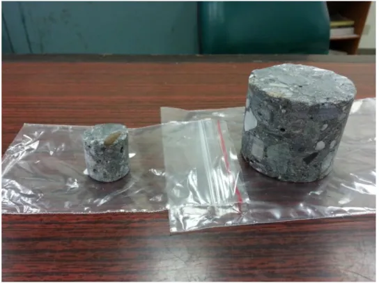 圖 4-5    直徑 2.5 cm 與直徑 5 cm 的鑽心試體  (資料來源：本研究自行整理) 