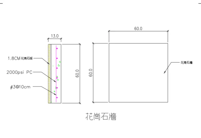 圖 15  花崗石牆圖形及照片 
