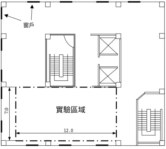圖 5-12  建研所實驗室平面圖窗戶