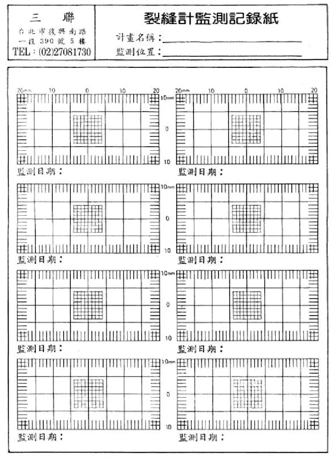 表 3.1 裂縫計紀錄表 