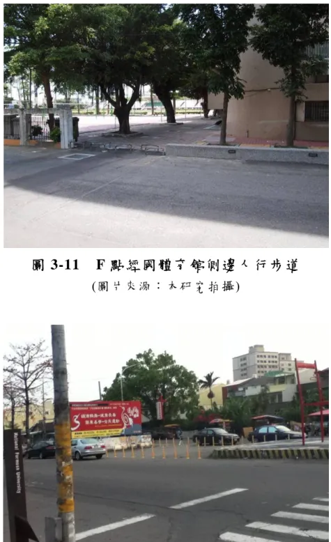 圖 3-11  F 點經國體育館側邊人行步道  (圖片來源：本研究拍攝) 