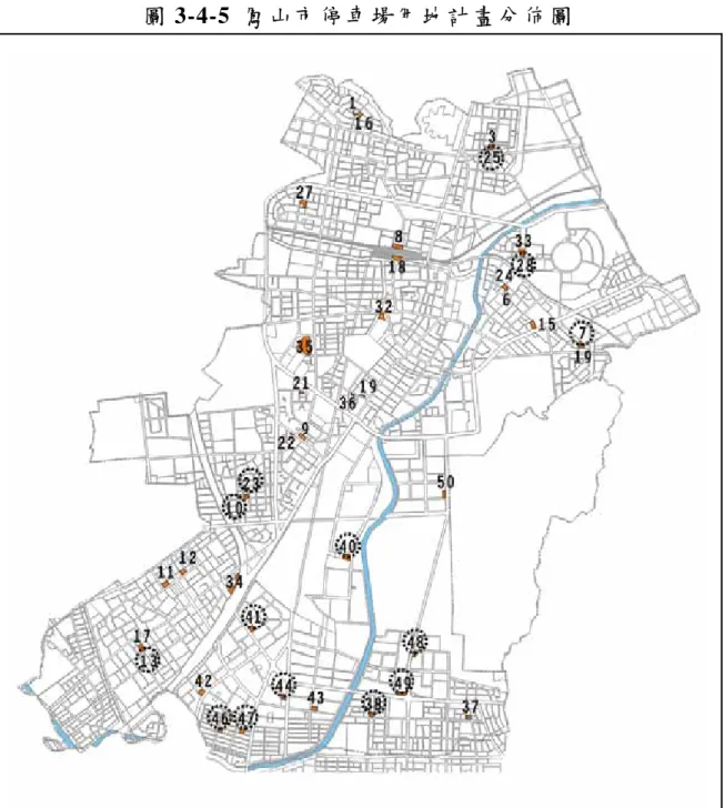 圖 3-4-5  鳳山市停車場用地計畫分佈圖  