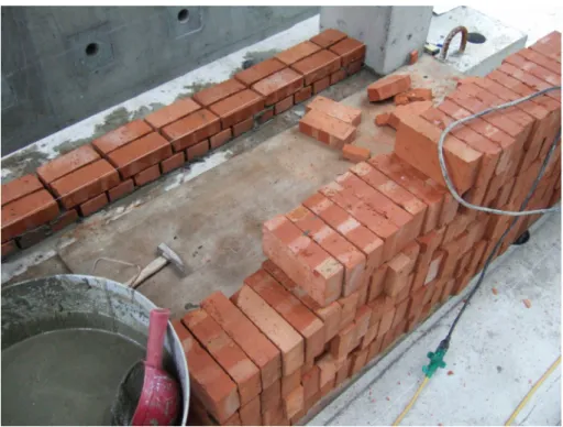 圖 3-22  確認紅磚堆砌方式及水泥砂漿配比 