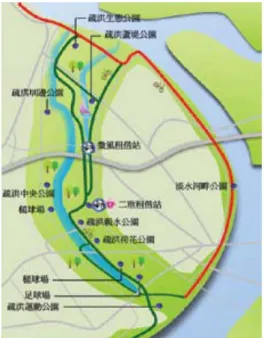 圖 3-2  二重疏洪道公園分布圖 
