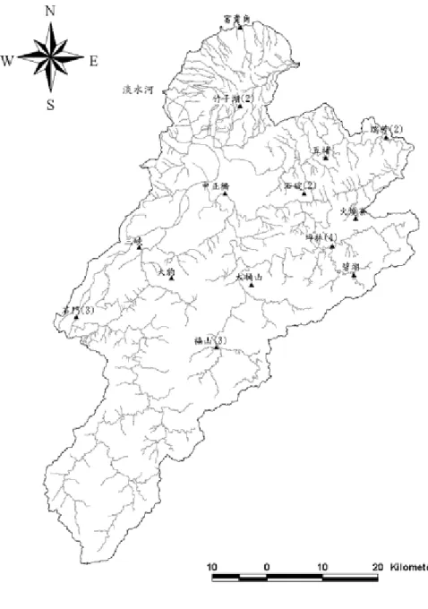 圖 4-3 台北盆地雨量觀測站位置圖 