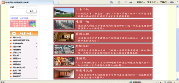 圖 4-36 廢料種類頁面 