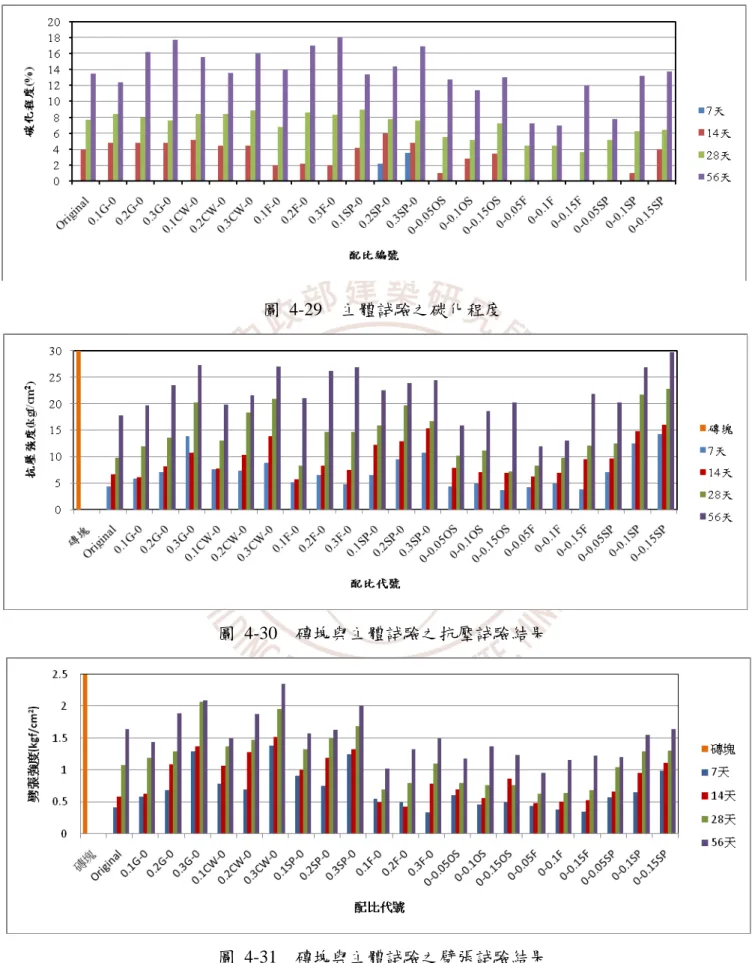 圖 4-29  主體試驗之碳化程度 