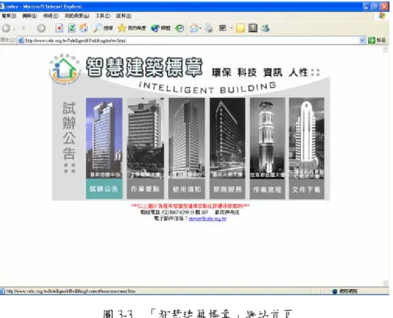 圖 3-3    「智慧建築標章」網站首頁 