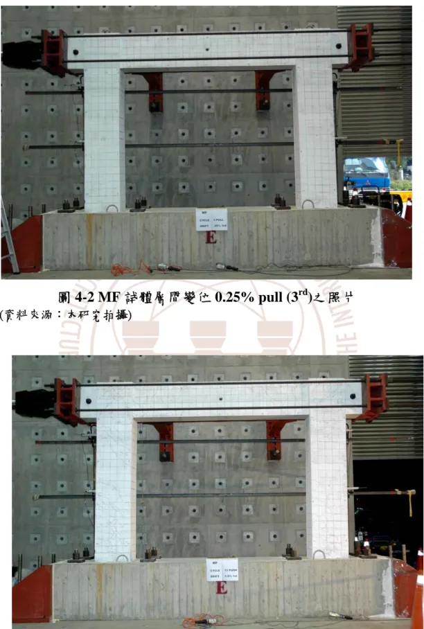 圖 4-2 MF 試體層間變位 0.25% pull (3 rd )之照片  (資料來源：本研究拍攝)   