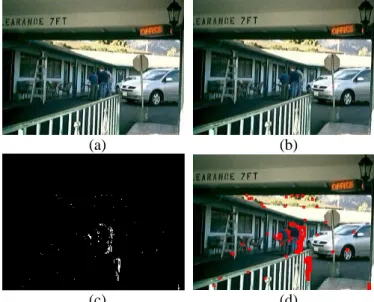 Figure 4 shows an example of  adaptive frame dif- dif-ferencing, automatic thresholding, and connected  com-ponent labeling 