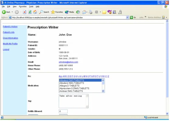 Figure 5. Screenshot of a Physician Writing a Prescription 