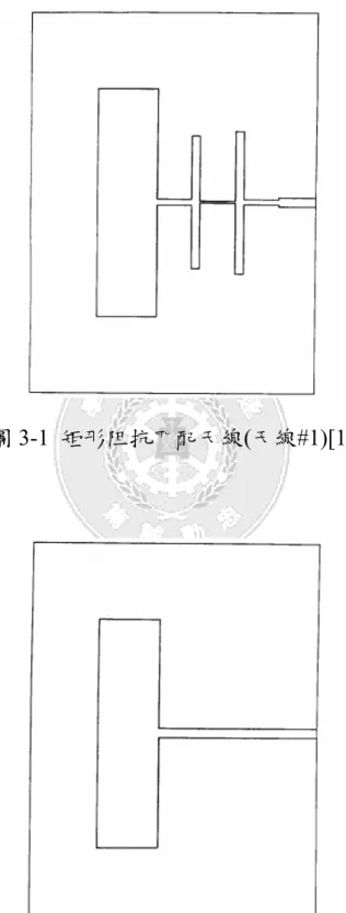 圖 3-1  矩形阻抗匹配天線(天線#1)[1] 