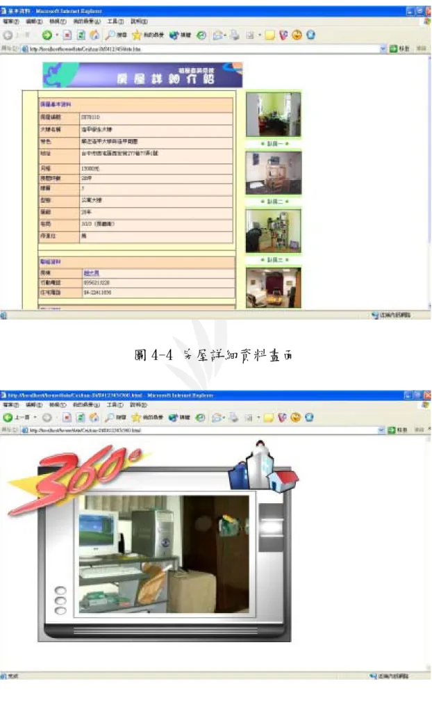 圖 4-4 房屋詳細資料畫面 