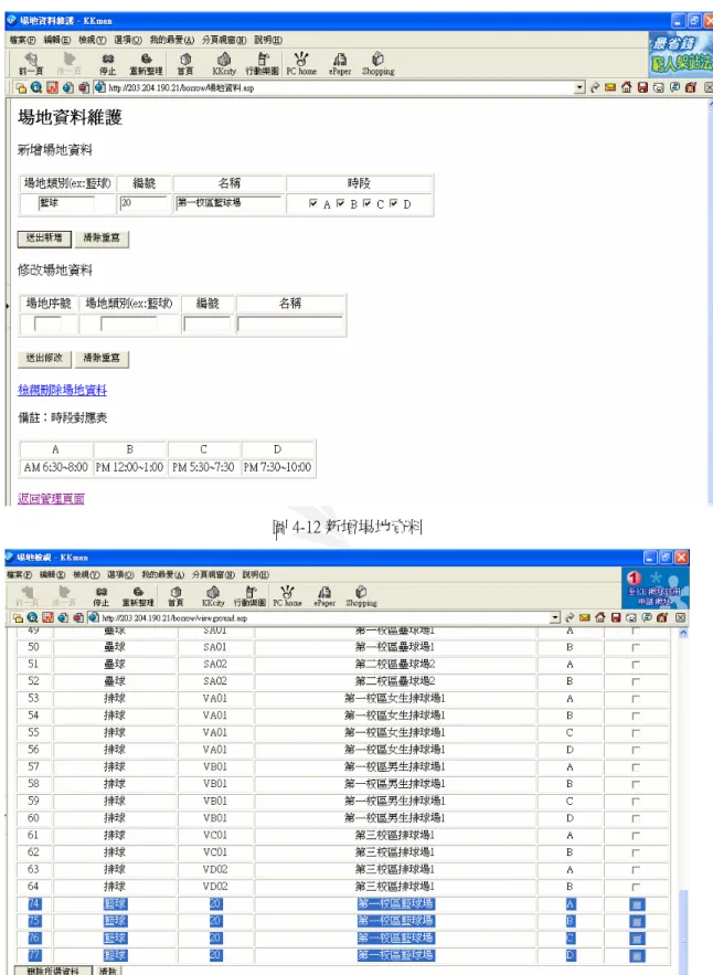 圖 4-12 新增場地資料 