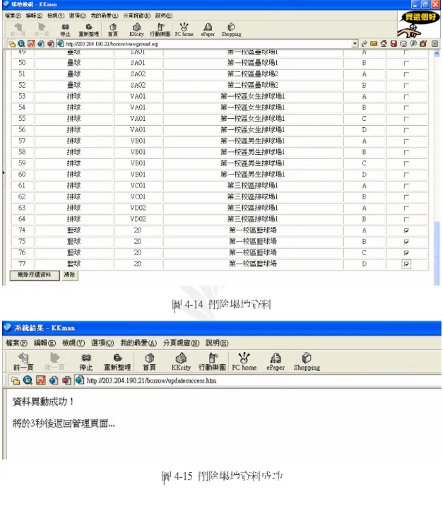 圖 4-14  刪除場地資料 