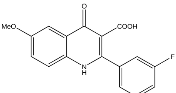 Fig 1. 3’-Fluoro-6-methoxy-2-phenyl-4-quinolone-3-  carboxylic acid 